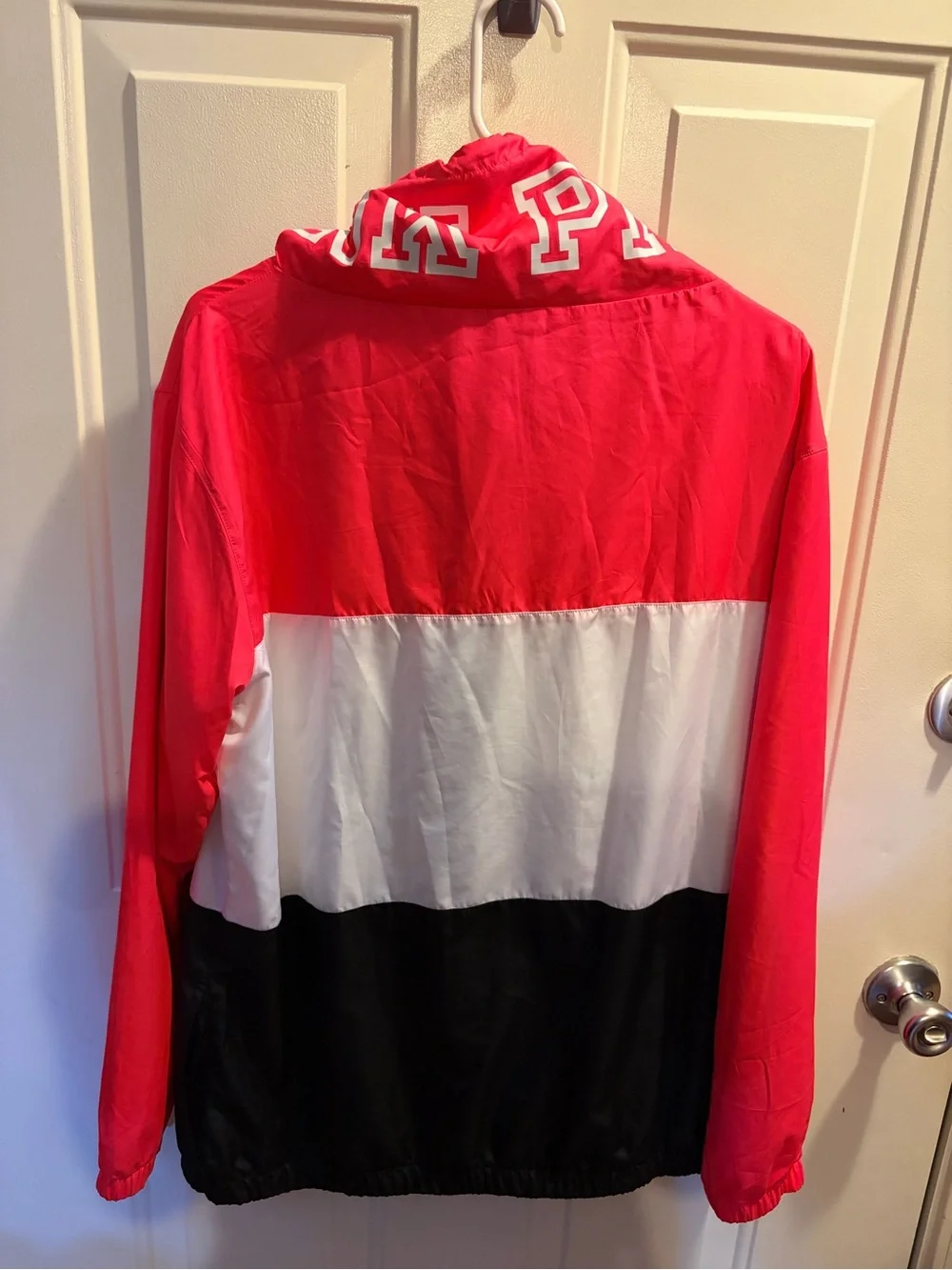 PINK Victorias Secret Windbreaker Bomber Jacket Pink White Black size M•L